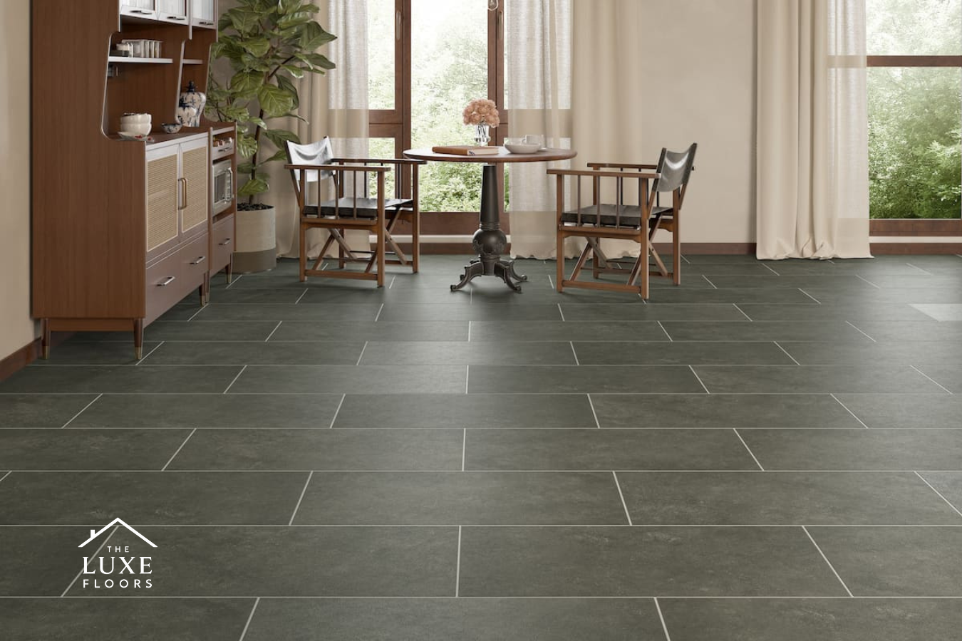 Audacity Rigid Core Pre-Grout Click Vinyl Iron Grey Tile Built-in Underlay
