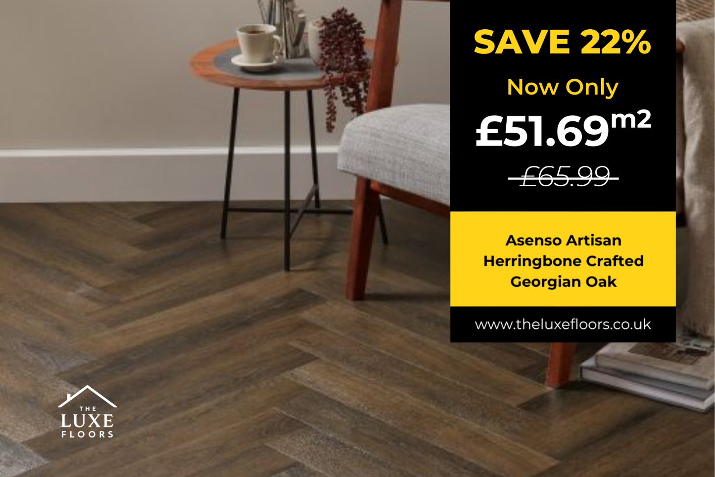Asenso Artisan Herringbone Crafted Georgian Oak