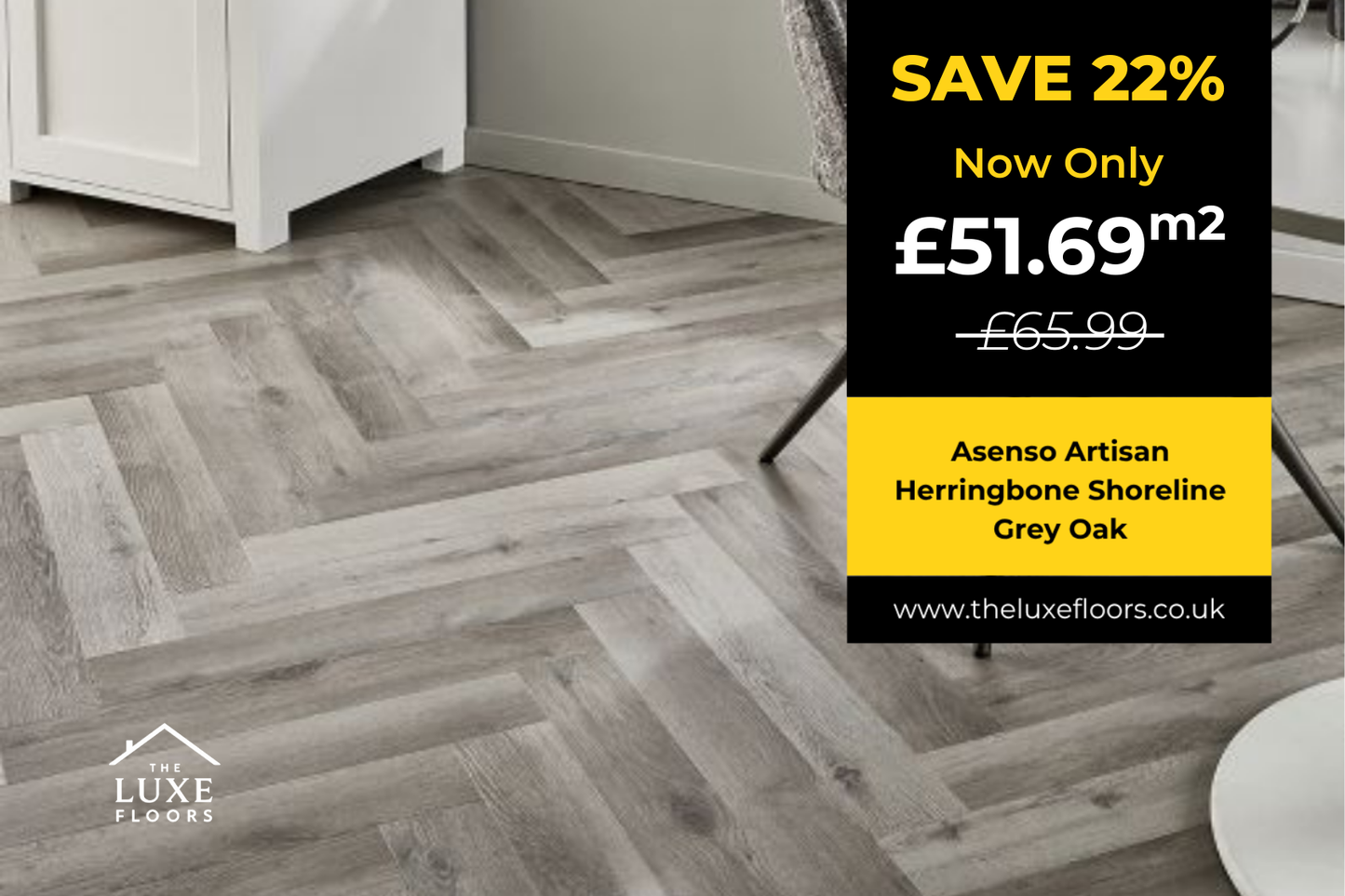 Asenso Artisan Herringbone Shoreline Grey Oak