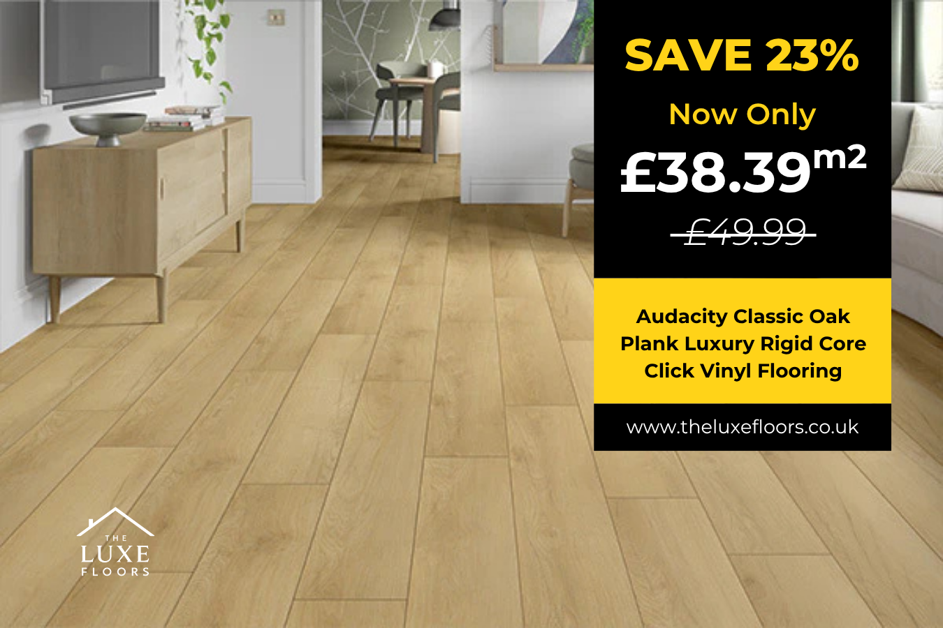 Audacity Classic Oak Plank Luxury Rigid Core Click Vinyl Flooring