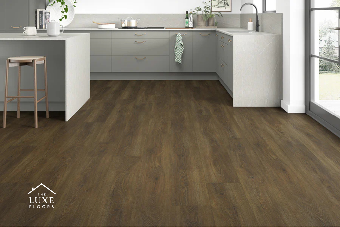 Spectra Luxury Rigid Core Click Vinyl Rich Chocolate Brown Plank Built-in Underlay