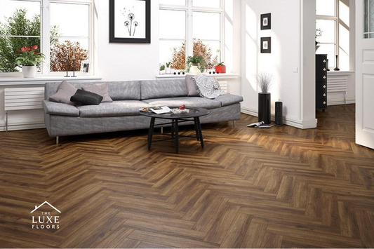 Audacity Mocha Oak Herringbone Luxury Rigid Core Click Vinyl Flooring