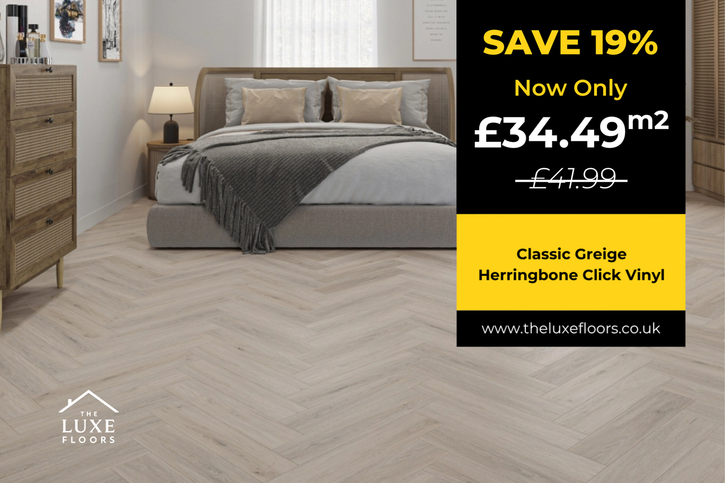 Classic Greige Herringbone Click Vinyl