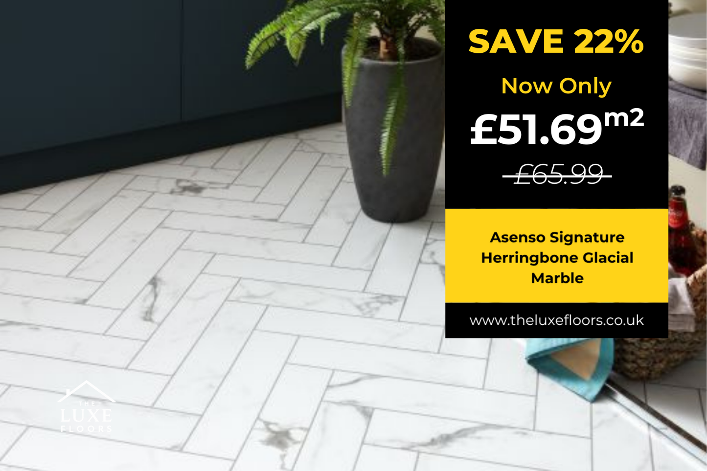 Asenso Signature Herringbone Glacial Marble