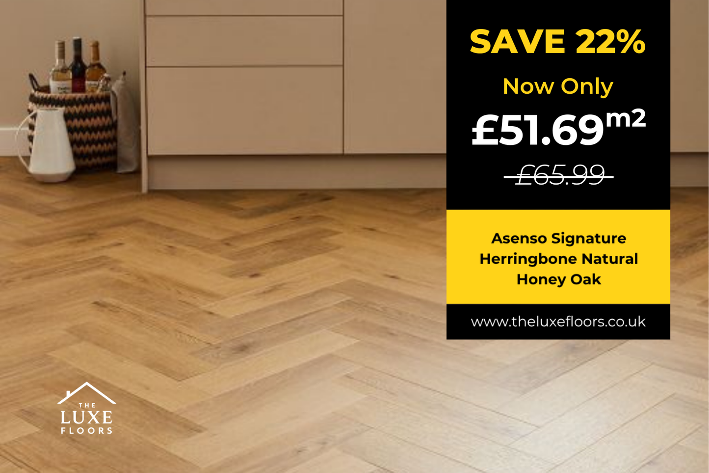 Asenso Signature Herringbone Natural Honey Oak
