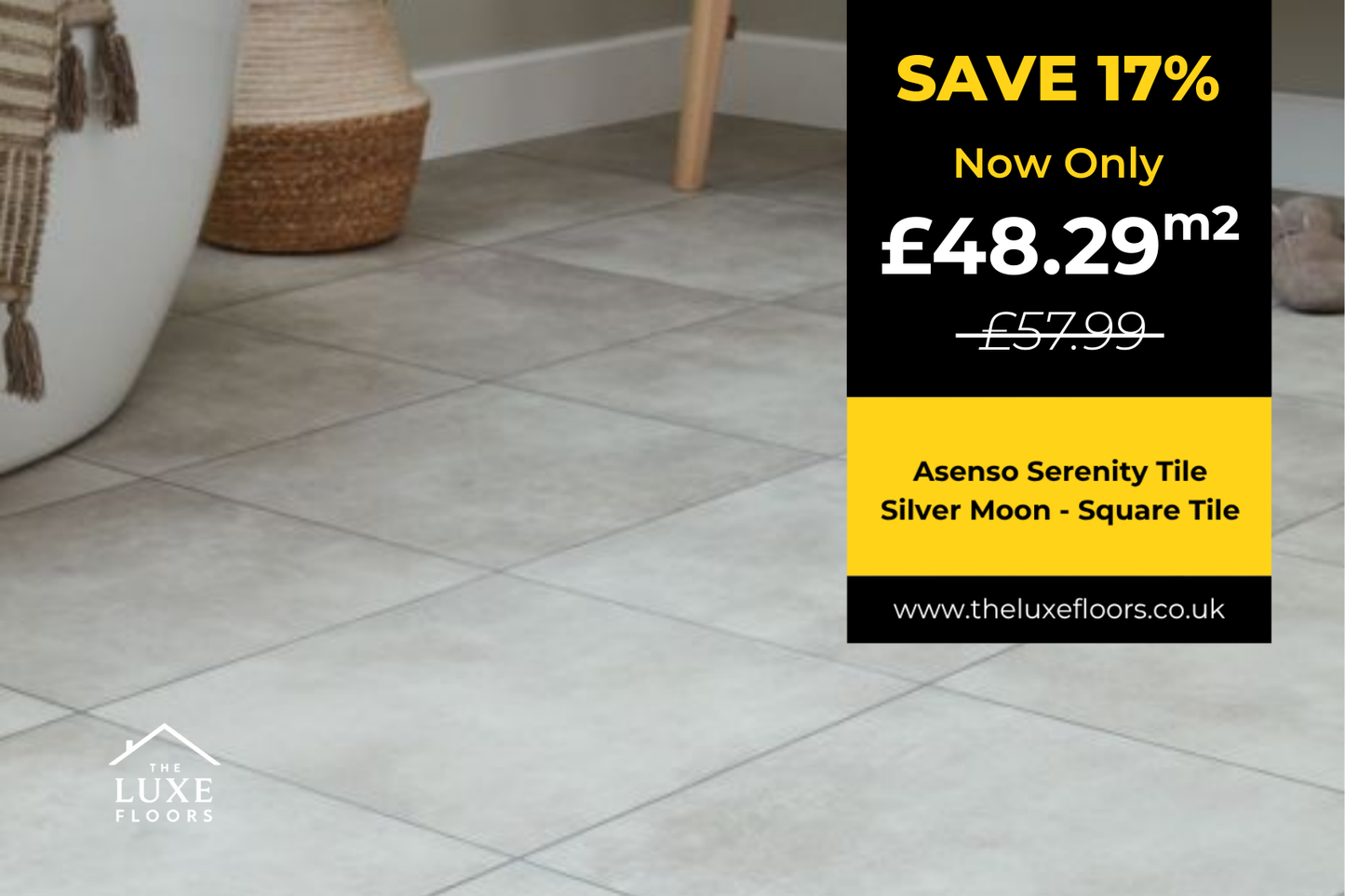 Asenso Serenity Tile Silver Moon - Square Tile