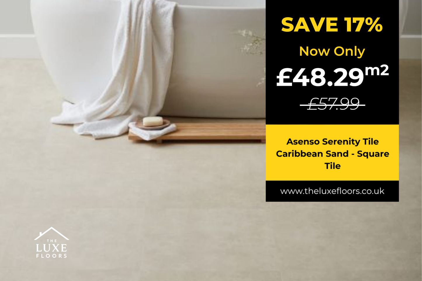 Asenso Serenity Tile Caribbean Sand - Square Tile