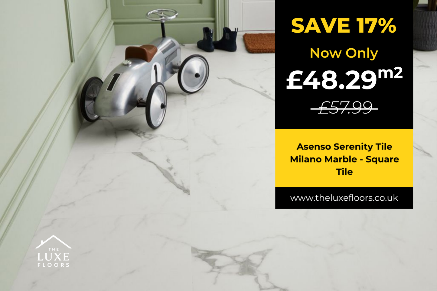 Asenso Serenity Tile Milano Marble - Square Tile