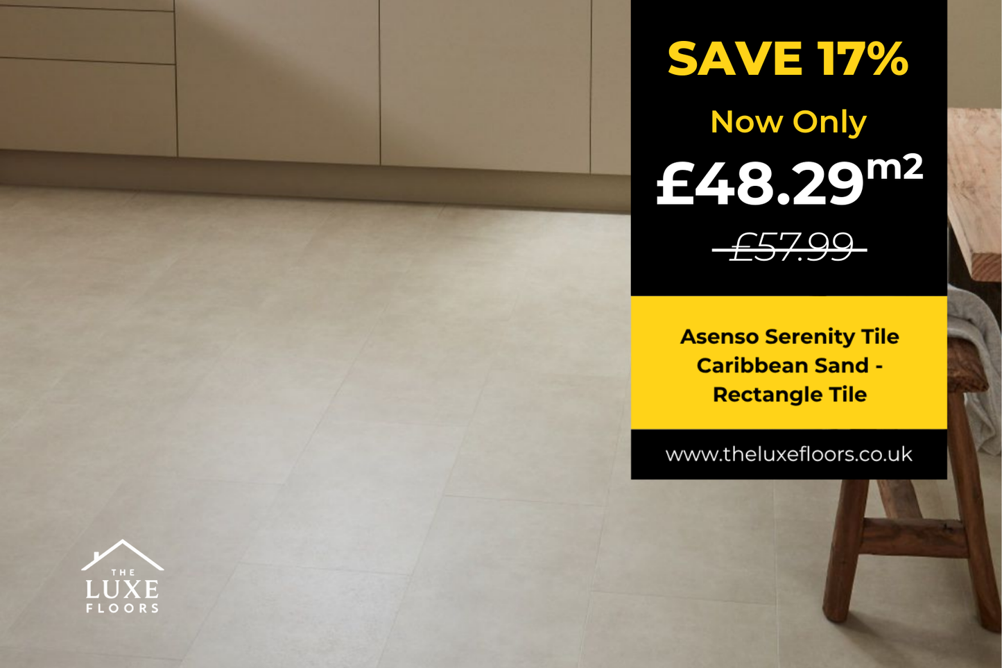 Asenso Serenity Tile Caribbean Sand - Rectangle Tile