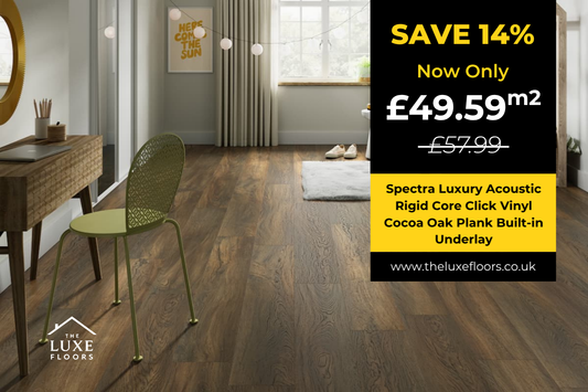 Spectra Luxury Acoustic Rigid Core Click Vinyl Cocoa Oak Plank Built-in Underlay