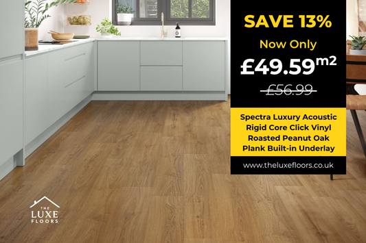 Spectra Luxury Acoustic Rigid Core Click Vinyl Roasted Peanut Oak Plank Built-in Underlay