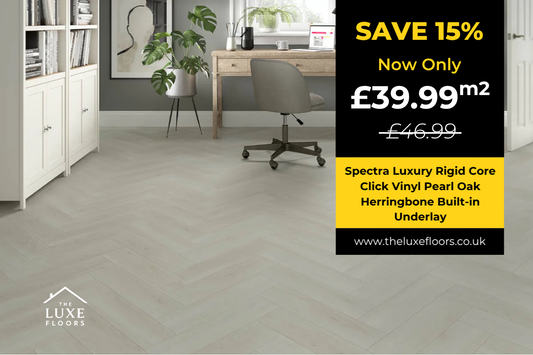 Spectra Luxury Rigid Core Click Vinyl Pearl Oak Herringbone Built-in Underlay