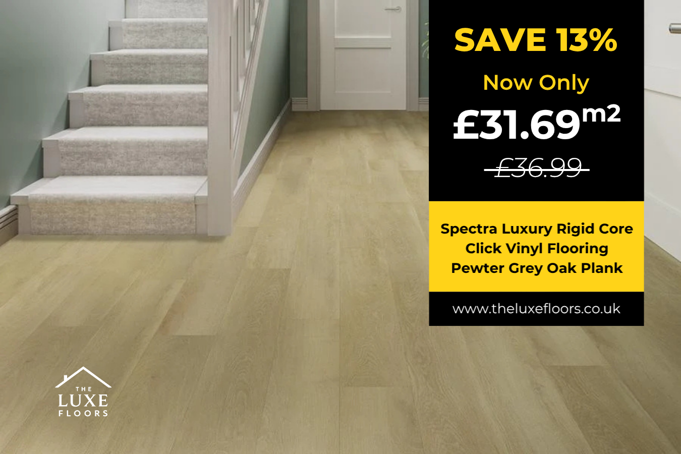 Spectra Luxury Rigid Core Click Vinyl Flooring Soft Chalk Oak Plank