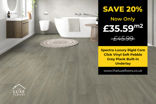 Spectra Luxury Rigid Core Click Vinyl Soft Pebble Grey Plank Built-in Underlay