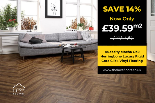 Audacity Mocha Oak Herringbone Luxury Rigid Core Click Vinyl Flooring
