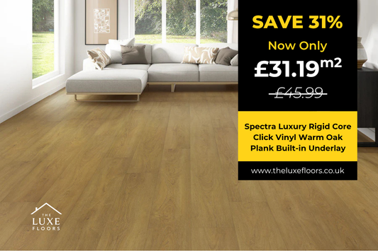 Spectra Luxury Rigid Core Click Vinyl Warm Oak Plank Built-in Underlay